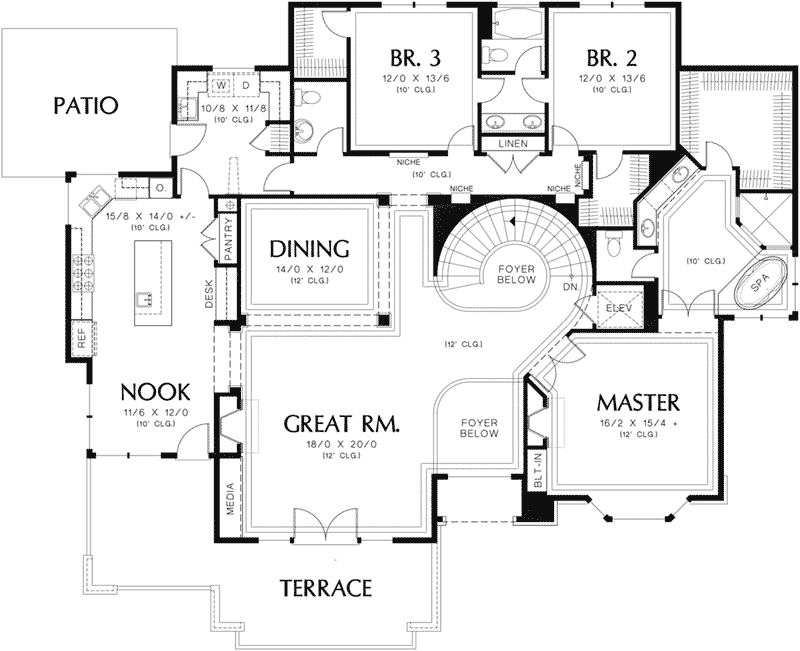 Contemporary Home Plan First Floor 011S-0067