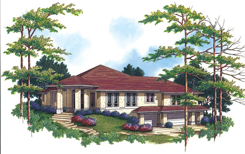 Contemporary House Plan Front Image - 011S-0068 - Shop House Plans and More