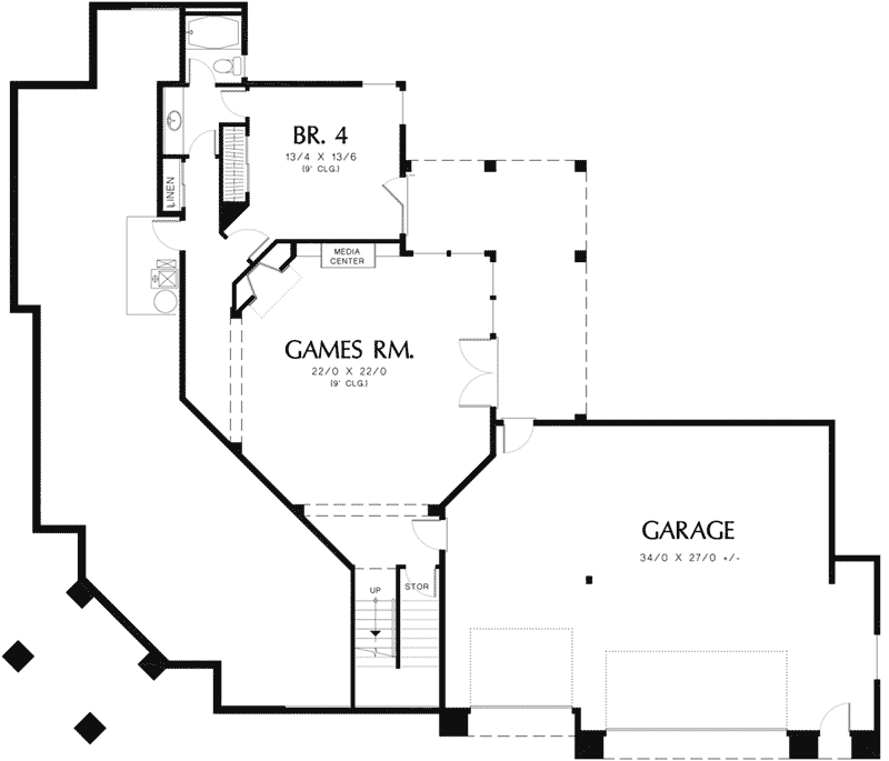 Contemporary Home Plan Lower Level 011S-0068