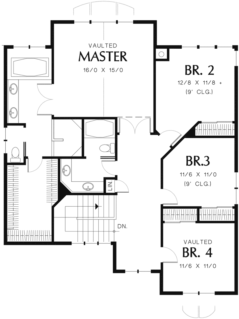 Arts & Crafts House Plan Second Floor - Napier Lane Craftsman Home 011S-0072 - Shop House Plans and More