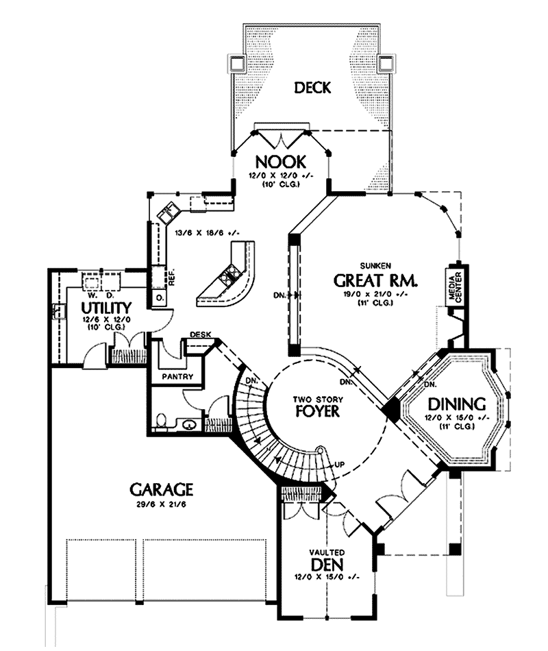 Arts & Crafts House Plan First Floor - 011S-0077 - Shop House Plans and More