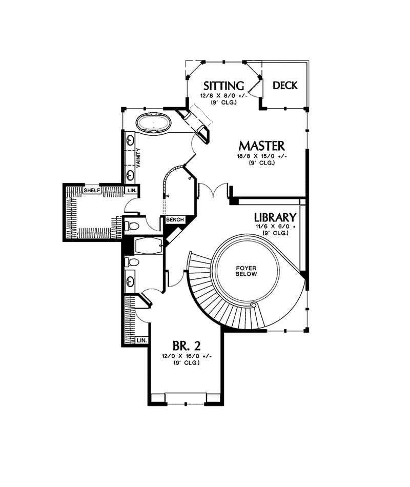 Arts & Crafts House Plan Second Floor - 011S-0077 - Shop House Plans and More