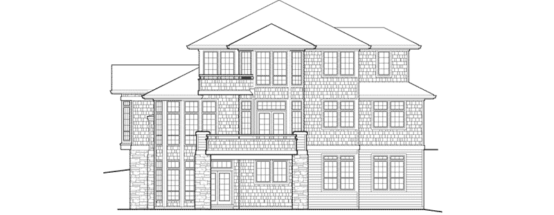 Arts & Crafts House Plan Rear Elevation - 011S-0077 - Shop House Plans and More