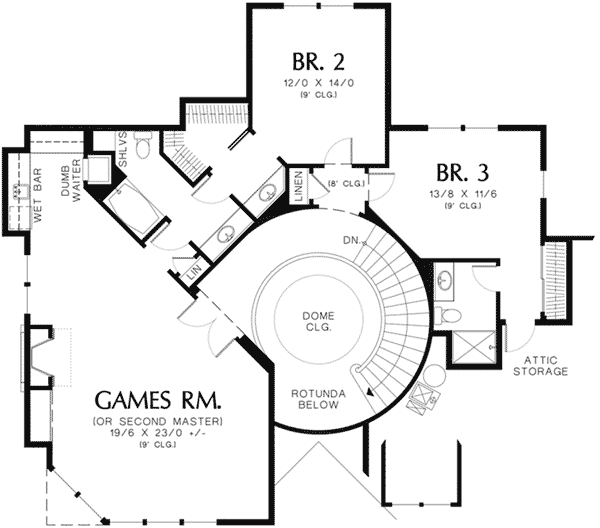 Shingle Home Plan Second Floor 011S-0078