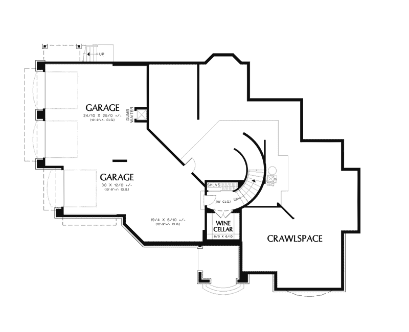 Traditional House Plan Lower Level Floor - 011S-0078 - Shop House Plans and More