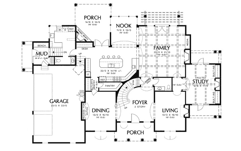 Traditional Home Plan First Floor 011S-0079