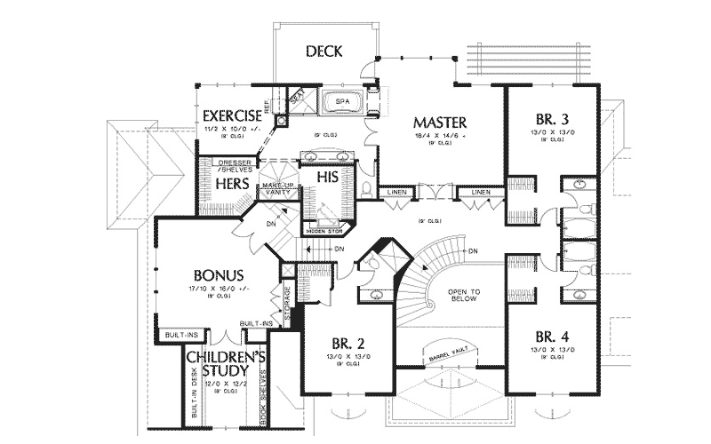 Country French House Plan Second Floor - 011S-0079 - Shop House Plans and More