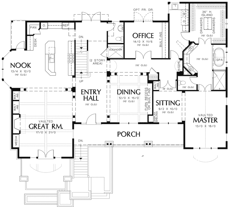 Lake House Plan First Floor - 011S-0083 - Shop House Plans and More