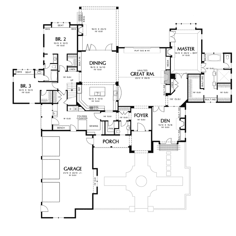 Ranch Home Plan First Floor 011S-0088