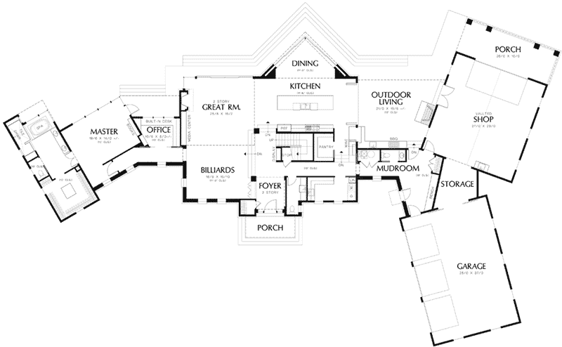Southwestern House Plan First Floor - Perdana Luxury Modern Home 011S-0090 | House Plans and More