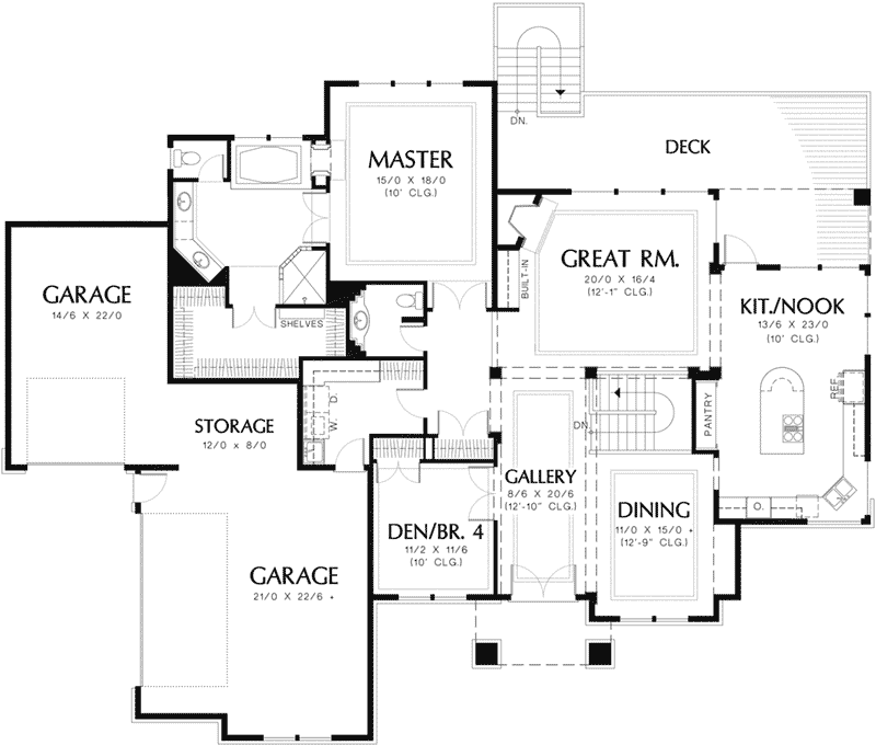 Ranch House Plan First Floor - 011S-0093 - Shop House Plans and More