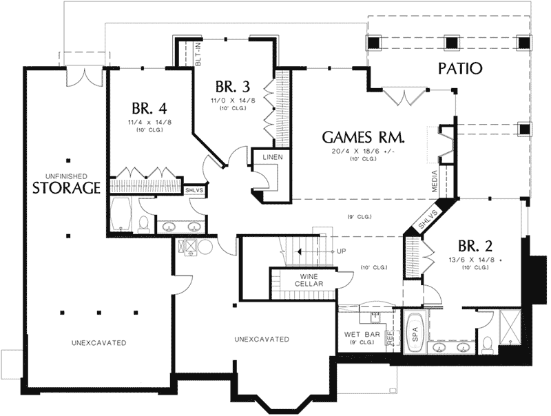 Luxury House Plan Lower Level Floor - 011S-0095 - Shop House Plans and More