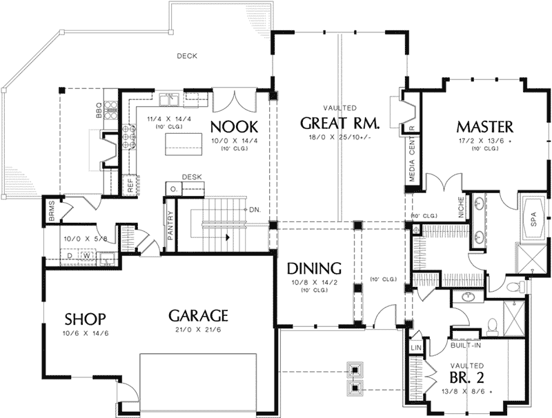 Ranch House Plan First Floor - Prichard Place Luxury Home 011S-0100 - Shop House Plans and More