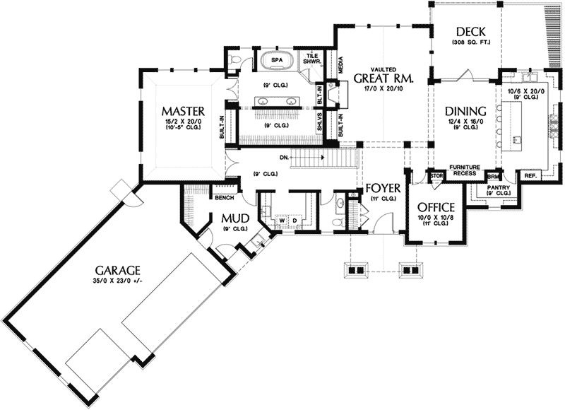 Country French Home Plan First Floor 011S-0107