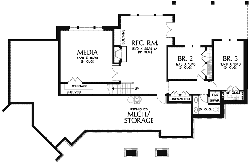 Ranch Home Plan Lower Level 011S-0107