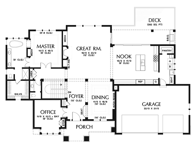 Southwestern House Plan First Floor - 011S-0110 - Shop House Plans and More