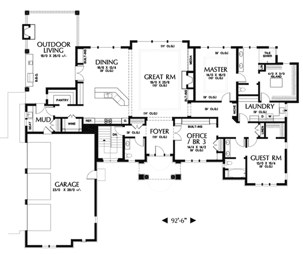 Ranch Home Plan First Floor 011S-0114