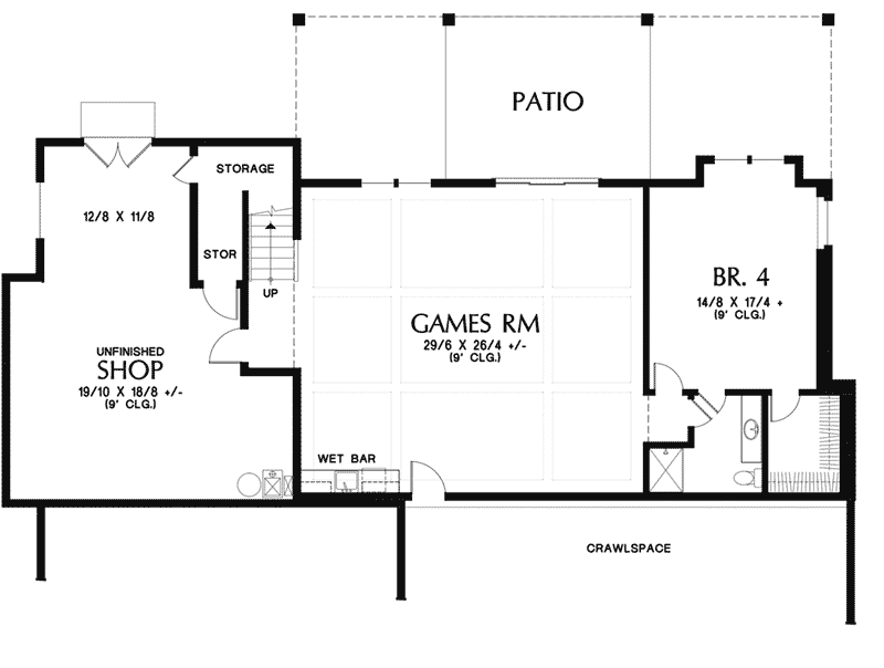 Ranch House Plan Lower Level Floor - Morrow Oak Luxury Home 011S-0115 - Shop House Plans and More