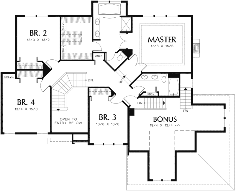 Traditional House Plan Second Floor - 011S-0116 - Shop House Plans and More