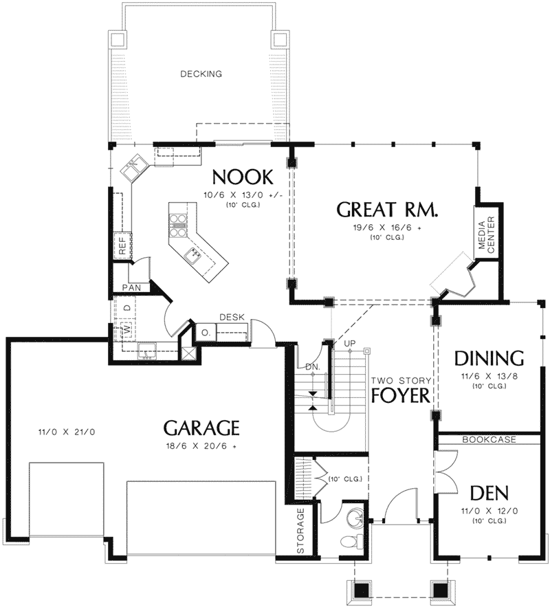 Shingle House Plan First Floor - 011S-0134 - Shop House Plans and More