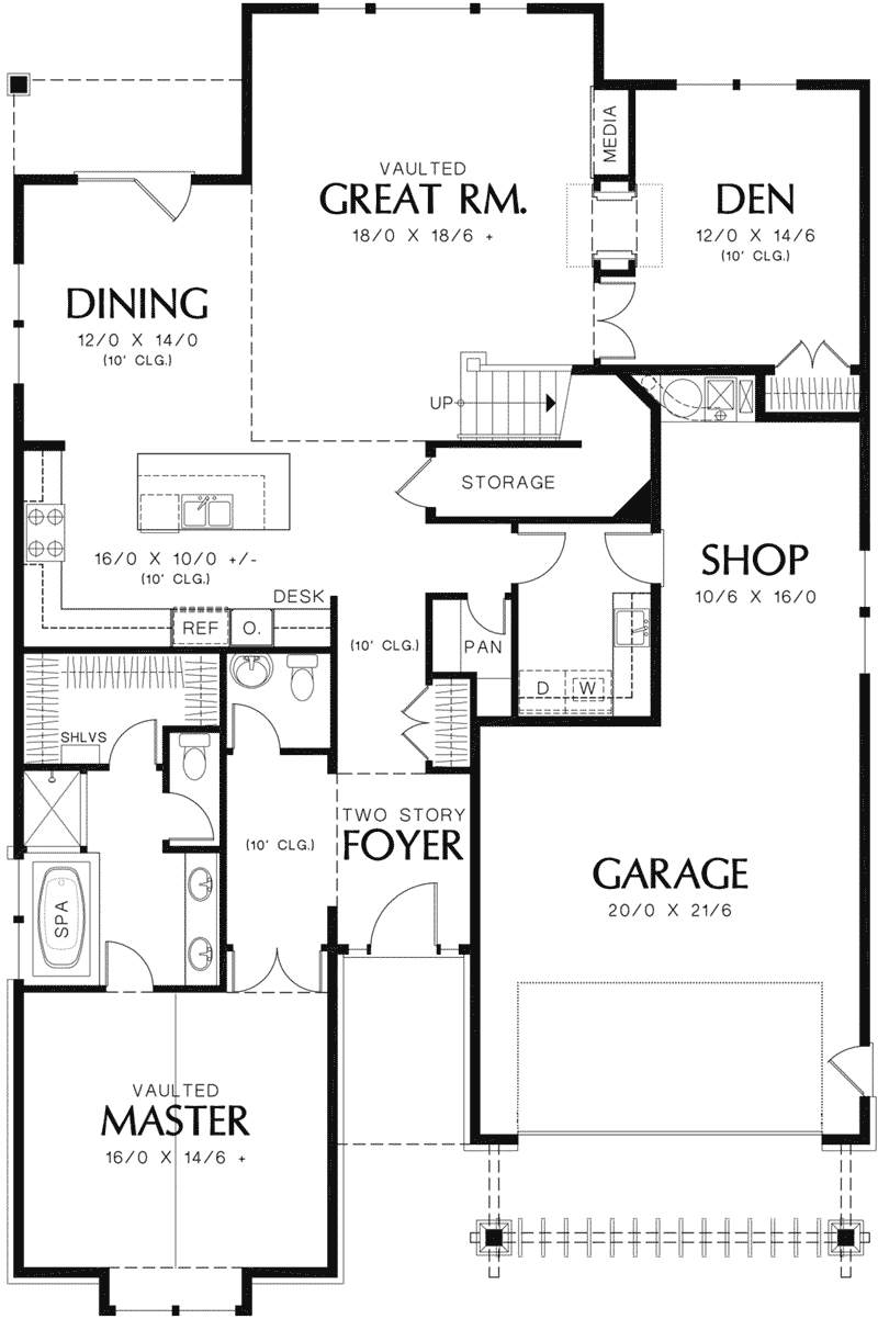 Rustic House Plan First Floor - 011S-0140 - Shop House Plans and More
