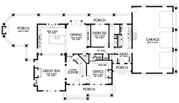 Arts & Crafts Home Plan First Floor 011S-0142