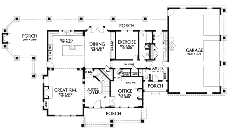 Craftsman House Plan First Floor -  011S-0142 | House Plans and More