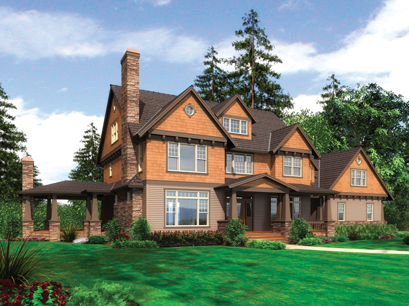 Craftsman House Plan Front of Home -  011S-0142 | House Plans and More