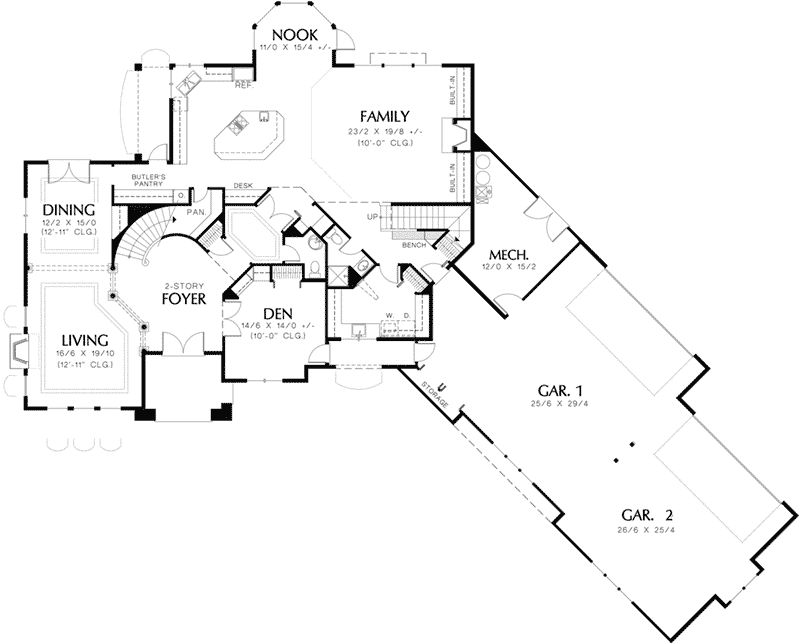 Contemporary House Plan First Floor - 011S-0154 - Shop House Plans and More