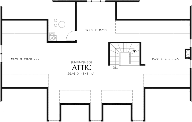 Colonial House Plan Attic Floor Plan -  011S-0156 | House Plans and More