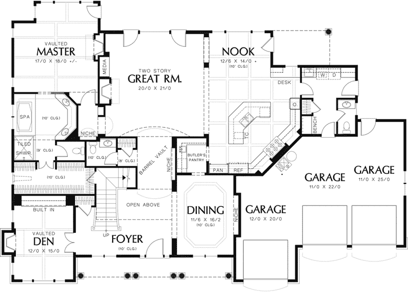 Country French Home Plan First Floor 011S-0158