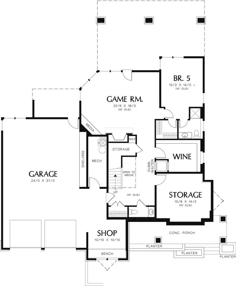 Mountain Home Plan Lower Level 011S-0160