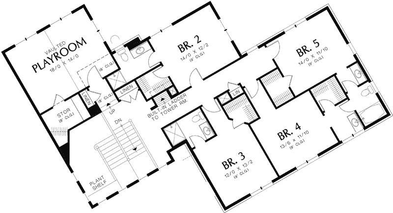 Spanish House Plan Second Floor -  011S-0166 | House Plans and More