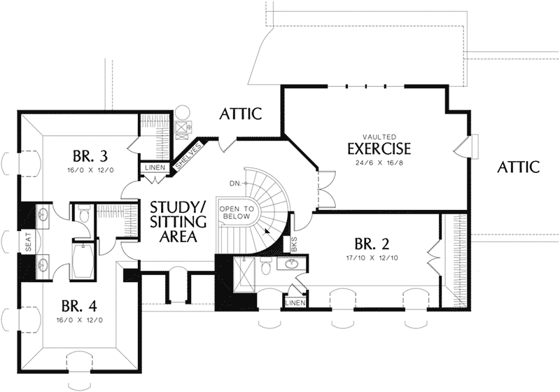 Luxury Home Plan Second Floor 011S-0170