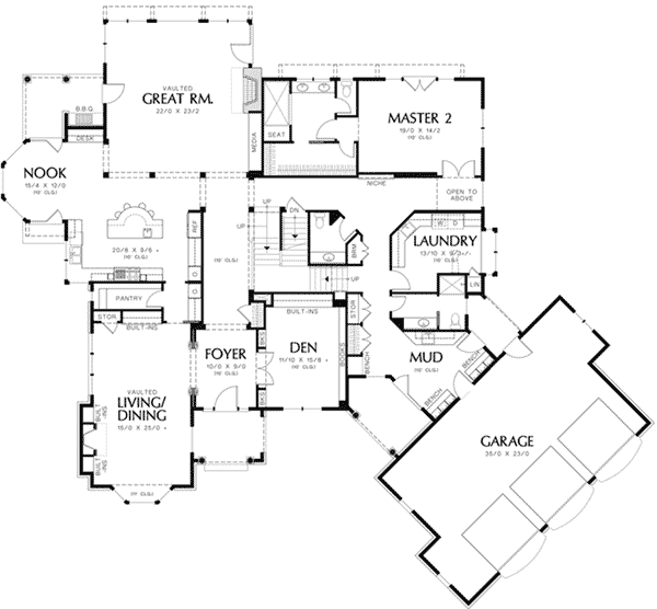 Country French Home Plan First Floor 011S-0172