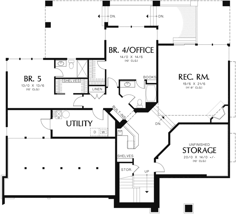 Beach & Coastal House Plan Lower Level Floor - 011S-0174 - Shop House Plans and More