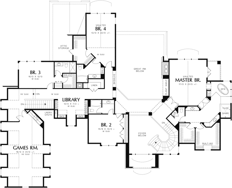 Traditional House Plan Second Floor - 011S-0175 - Shop House Plans and More