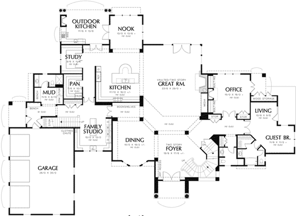 Adobe House Plans & Southwestern Home Design Home Plan First Floor 011S-0176