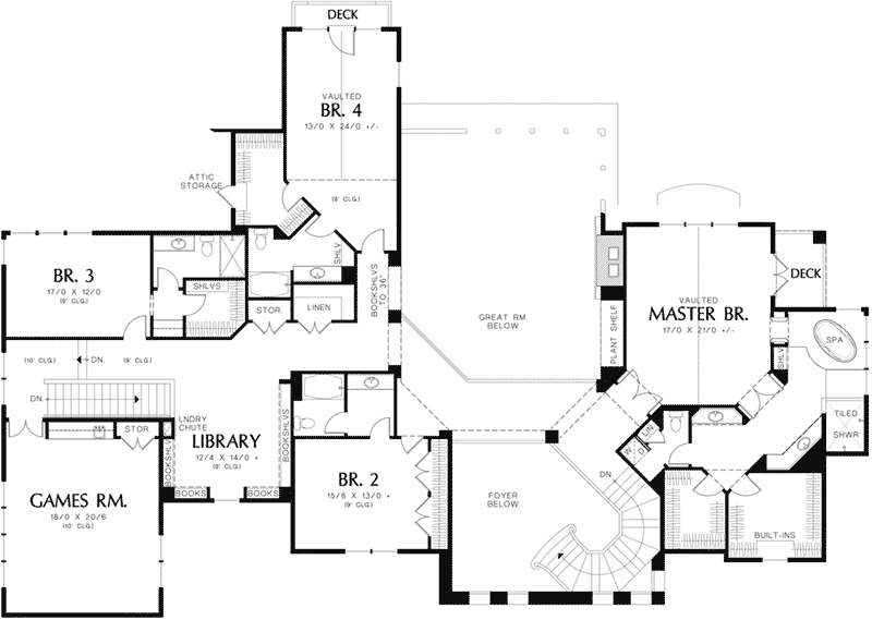 Contemporary House Plan Second Floor -  011S-0176 | House Plans and More