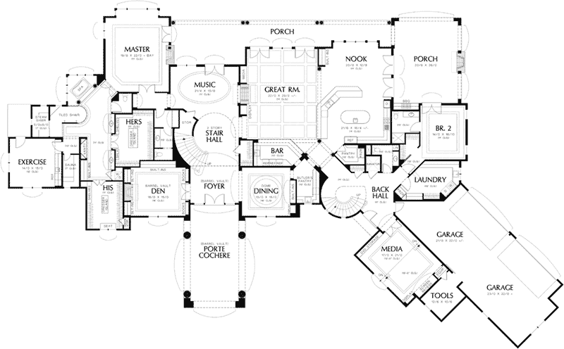 European House Plan First Floor - 011S-0182 - Shop House Plans and More