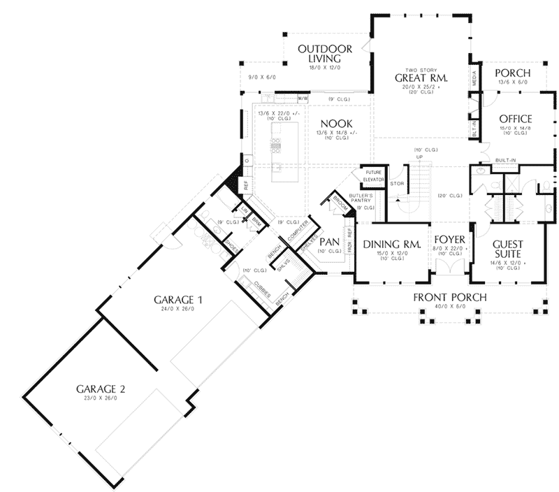 Craftsman House Plan First Floor - Powers Hill Luxury Home 011S-0191 - Shop House Plans and More