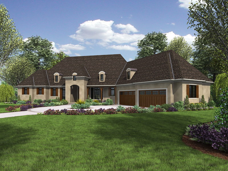 Country French House Plan Front of Home - 011S-0193 - Shop House Plans and More