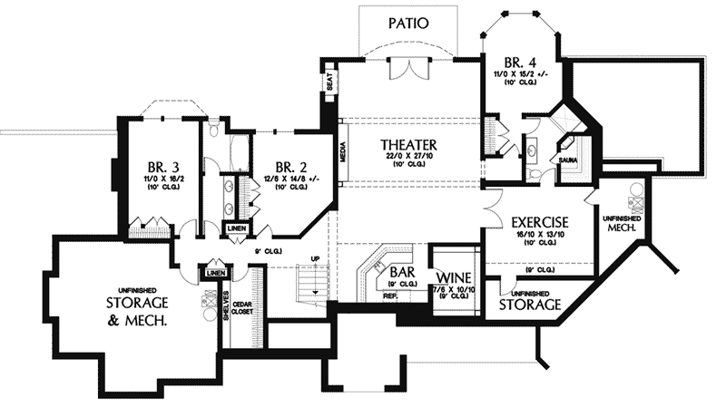 Country French Home Plan Lower Level 011S-0193