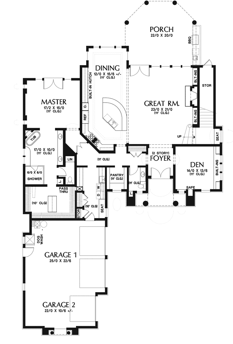 Waterfront Home Plan First Floor 011S-0195