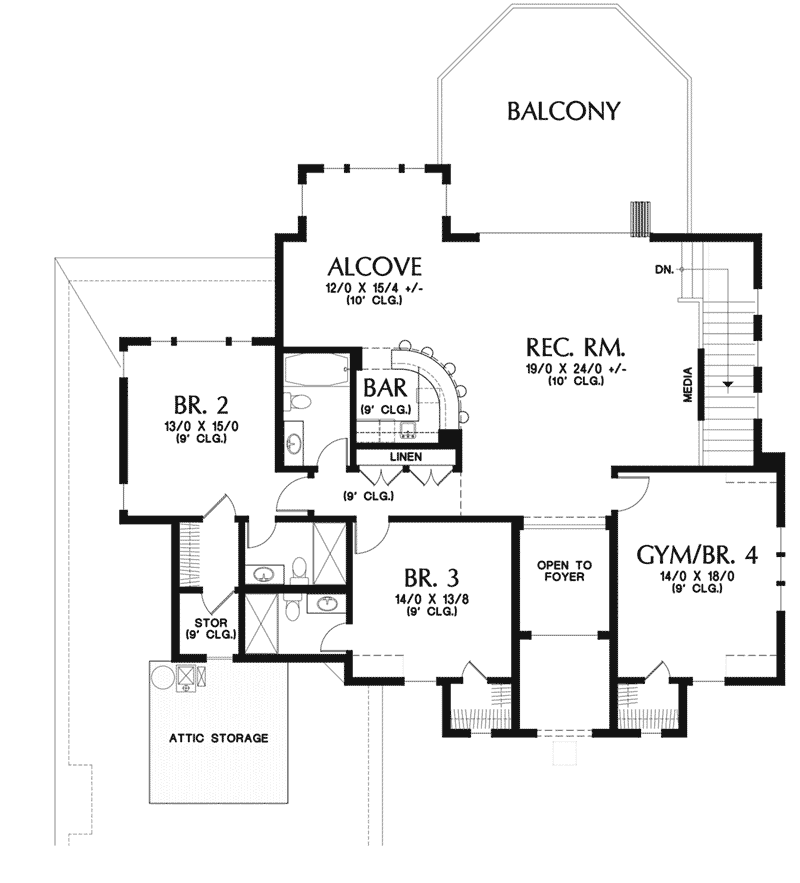 Shingle Home Plan Second Floor 011S-0195