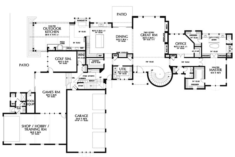 Luxury House Plan First Floor - Asbury Park Luxury Home 011S-0196 - Search House Plans and More