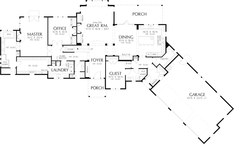 Shingle Home Plan First Floor 011S-0198
