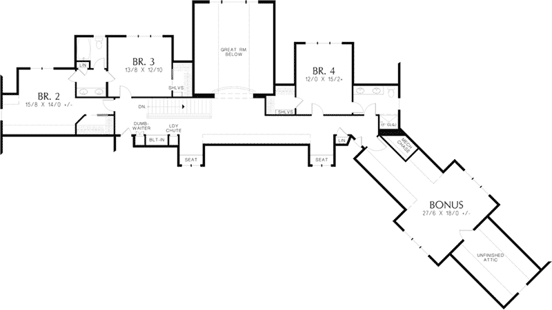 Rustic House Plan Second Floor - 011S-0198 - Shop House Plans and More