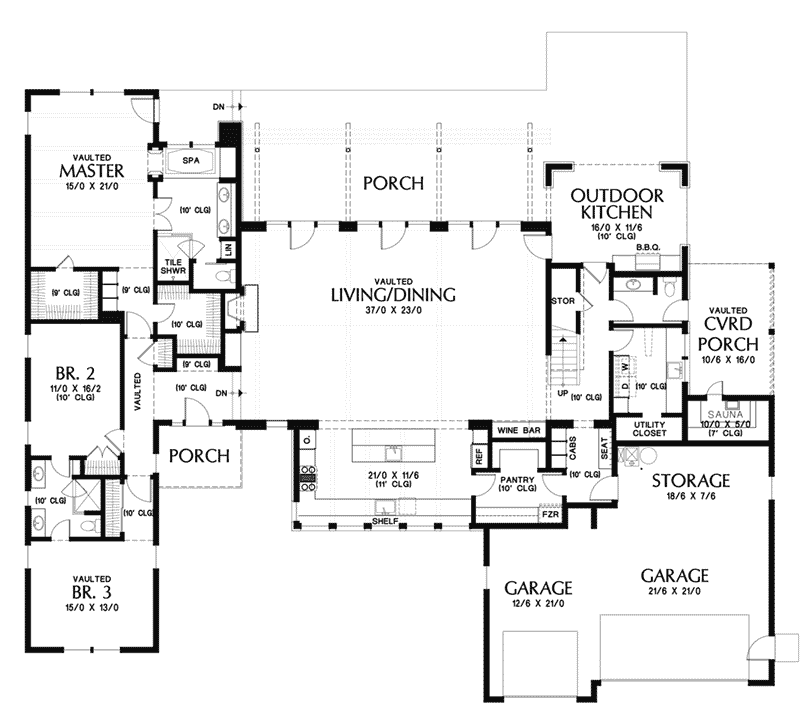 Modern House Plan First Floor - 011S-0200 - Shop House Plans and More