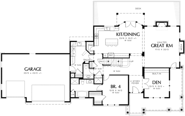 Shingle Home Plan First Floor 011S-0205